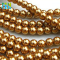 Gold glass round faux pearls 8mm loose beads